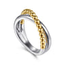 925 Sterling Silver and 14K Yellow Gold Bujukan Criss Cross Ring