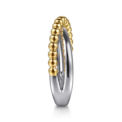 925 Sterling Silver and 14K Yellow Gold Bujukan Criss Cross Ring