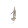 925 Sterling Silver and 14K Yellow Gold Bujukan Criss Cross Spiked J Hoop Earrings