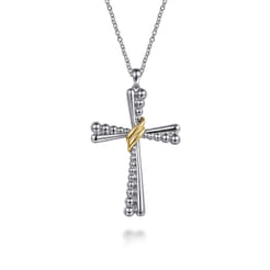 925-Sterling-Silver-and-14K-Yellow-Gold-Bujukan-Cross-Pendant-Necklace1