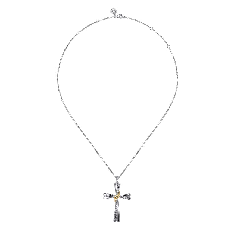 925 Sterling Silver and 14K Yellow Gold Bujukan Cross Pendant Necklace - Shot 2