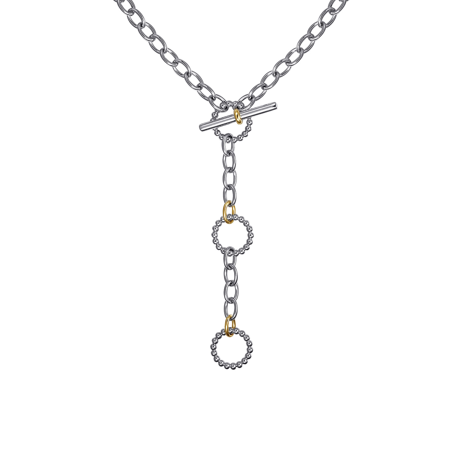 925 Sterling Silver and 14K Yellow Gold Bujukan Link Necklace