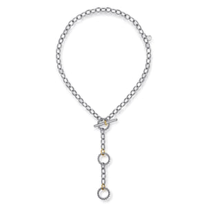 925 Sterling Silver and 14K Yellow Gold Bujukan Link Necklace