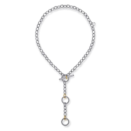 925 Sterling Silver and 14K Yellow Gold Bujukan Link Necklace