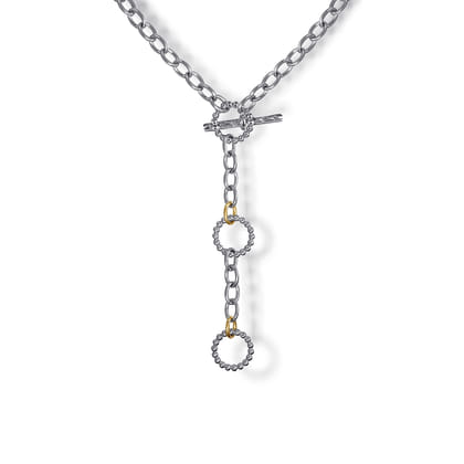 925 Sterling Silver and 14K Yellow Gold Bujukan Link Necklace