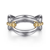 925 Sterling Silver and 14K Yellow Gold Bujukan Link Ring