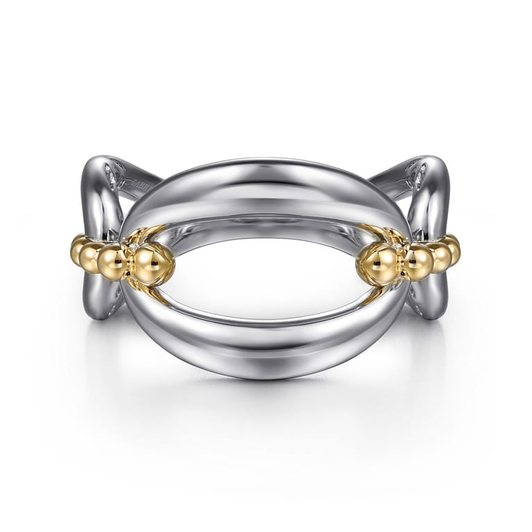 925 Sterling Silver and 14K Yellow Gold Bujukan Link Ring - Shot 1