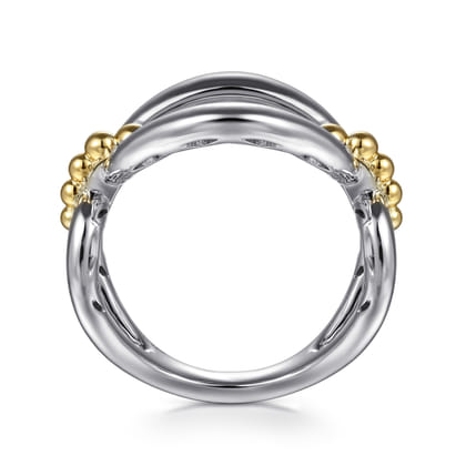925 Sterling Silver and 14K Yellow Gold Bujukan Link Ring