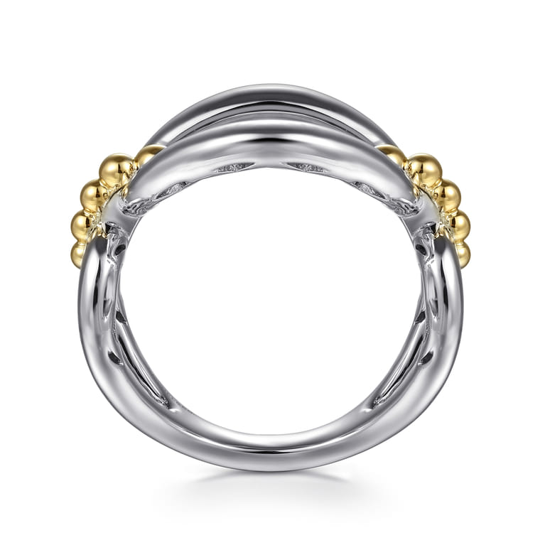 925 Sterling Silver and 14K Yellow Gold Bujukan Link Ring - Shot 2