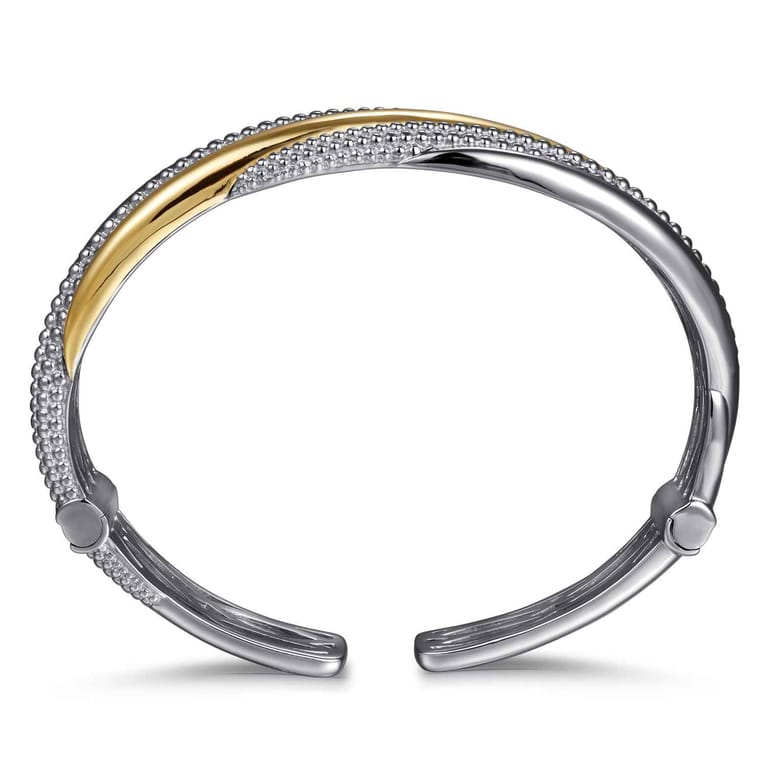 925 Sterling Silver and 14K Yellow Gold Bujukan Multiple Row Bangle Bracelet - Shot 3