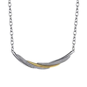 925 Sterling Silver and 14K Yellow Gold Bujukan Multiple Row Bar Necklace