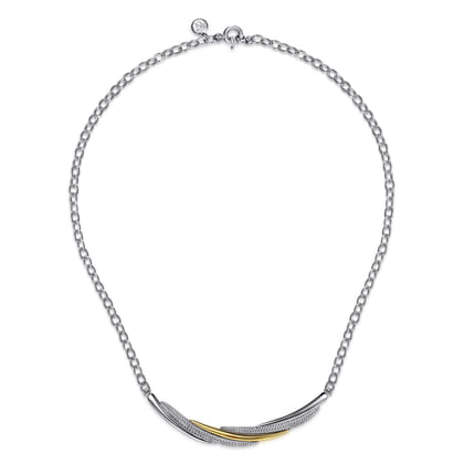 925 Sterling Silver and 14K Yellow Gold Bujukan Multiple Row Bar Necklace