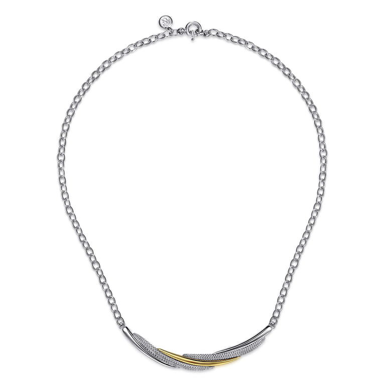 925 Sterling Silver and 14K Yellow Gold Bujukan Multiple Row Bar Necklace - Shot 2