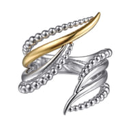 925 Sterling Silver and 14K Yellow Gold Bujukan Multiple Row Bypass Ring