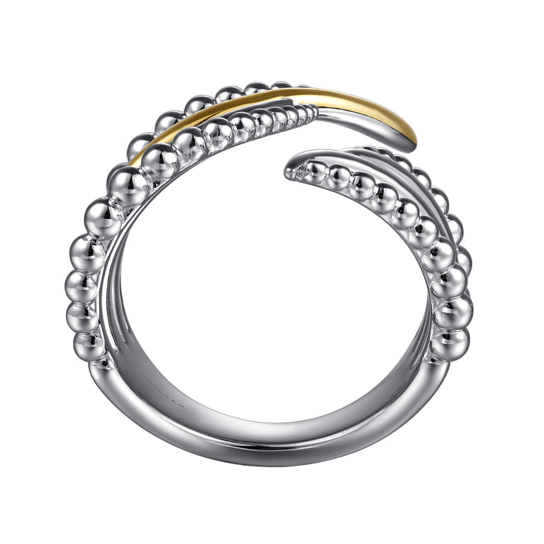 925 Sterling Silver and 14K Yellow Gold Bujukan Multiple Row Bypass Ring - Shot 2