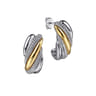 925 Sterling Silver and 14K Yellow Gold Bujukan Multiple Row J Hoop Earrings