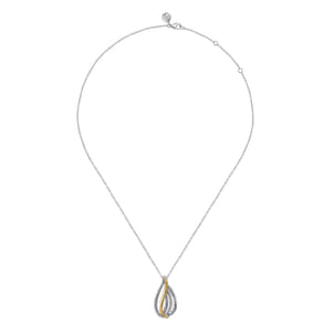 925 Sterling Silver and 14K Yellow Gold Bujukan Multiple Row Teardrop Pendant Necklace