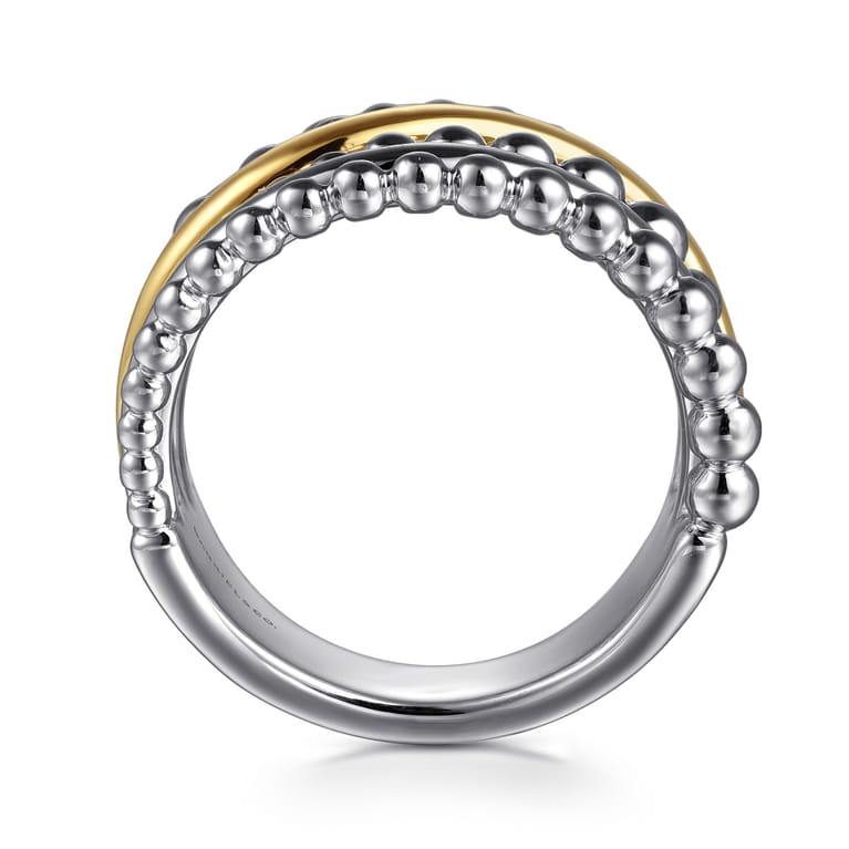 925 Sterling Silver and 14K Yellow Gold Bujukan Multiple Row Wide Band Ring - Shot 2