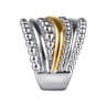 925 Sterling Silver and 14K Yellow Gold Bujukan Multiple Row Wide Band Ring