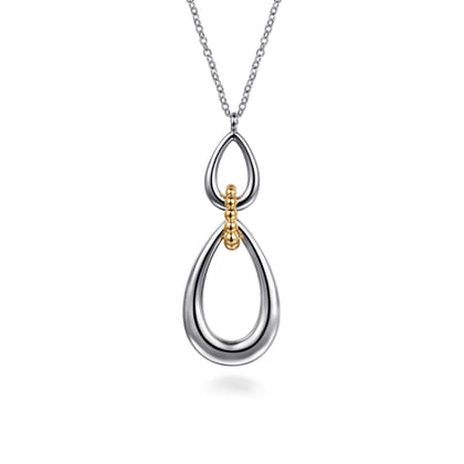 925 Sterling Silver and 14K Yellow Gold Bujukan Pear Shape Necklace