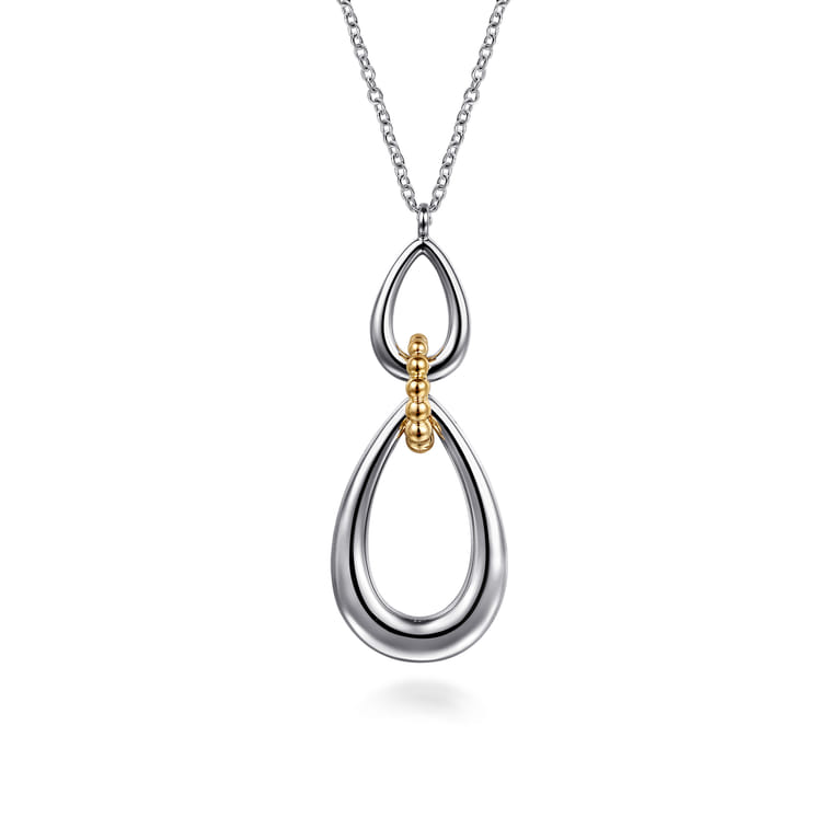 925 Sterling Silver and 14K Yellow Gold Bujukan Pear Shape Necklace - Shot 1