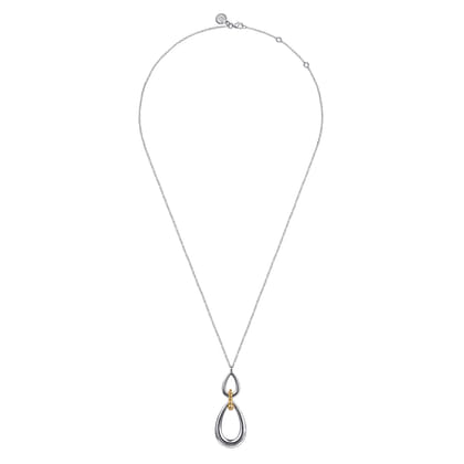 925 Sterling Silver and 14K Yellow Gold Bujukan Pear Shape Necklace