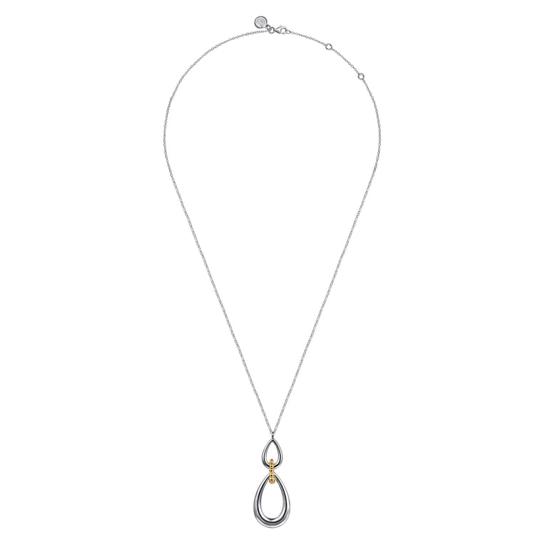 925 Sterling Silver and 14K Yellow Gold Bujukan Pear Shape Necklace - Shot 2