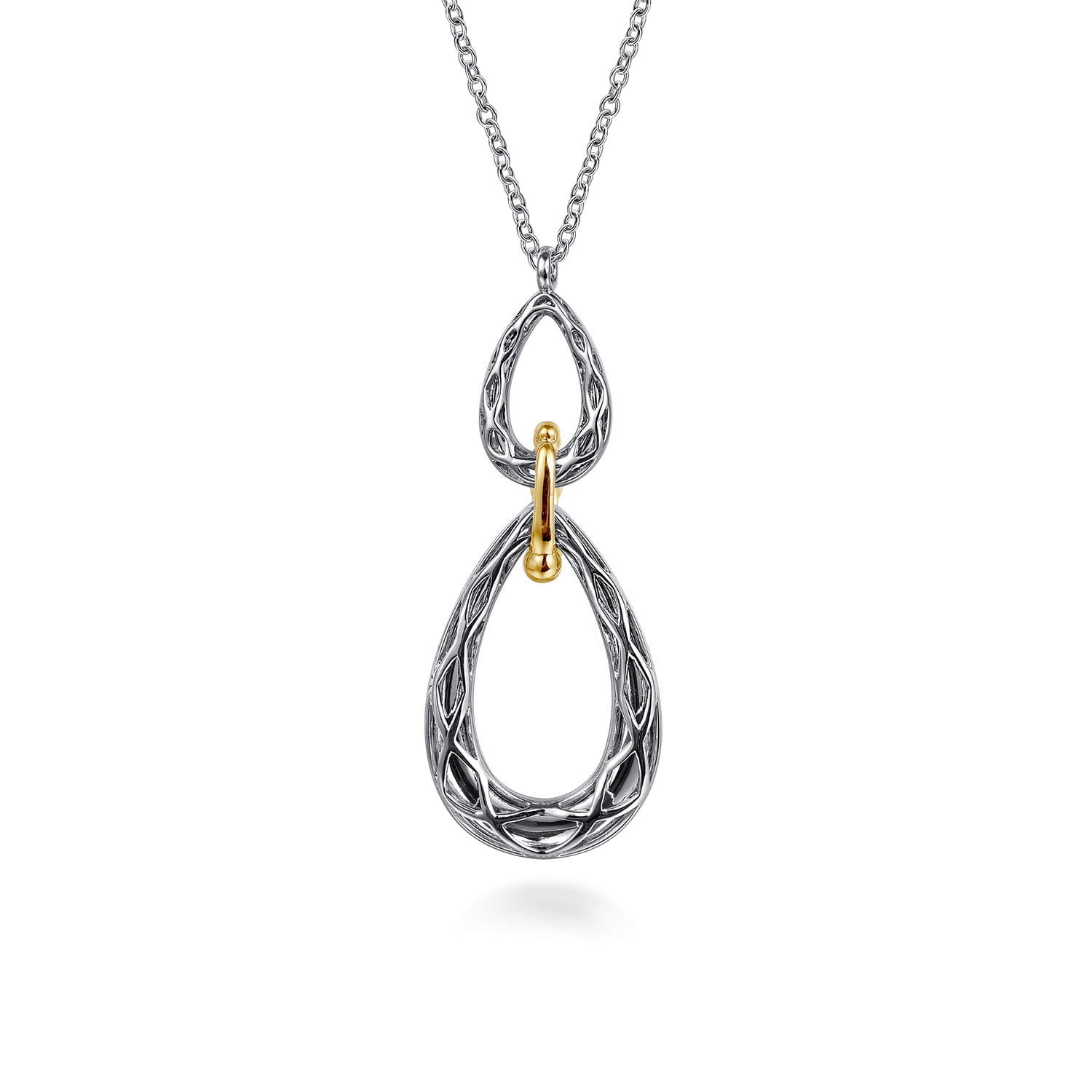 925 Sterling Silver and 14K Yellow Gold Bujukan Pear Shape Necklace - Shot 6