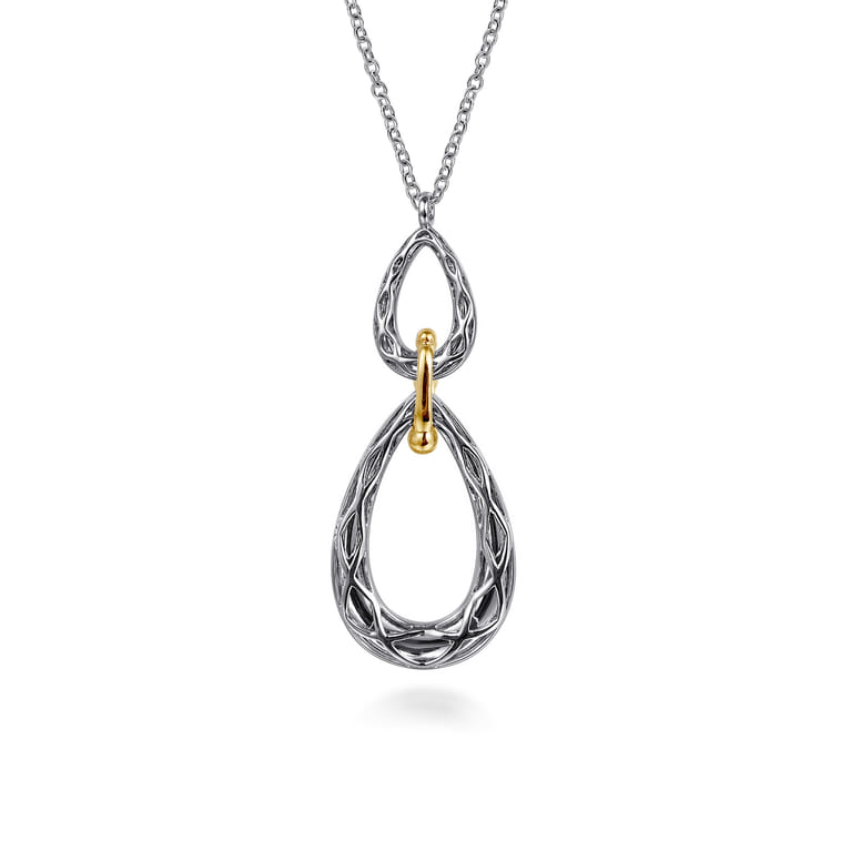 925 Sterling Silver and 14K Yellow Gold Bujukan Pear Shape Necklace - Shot 6