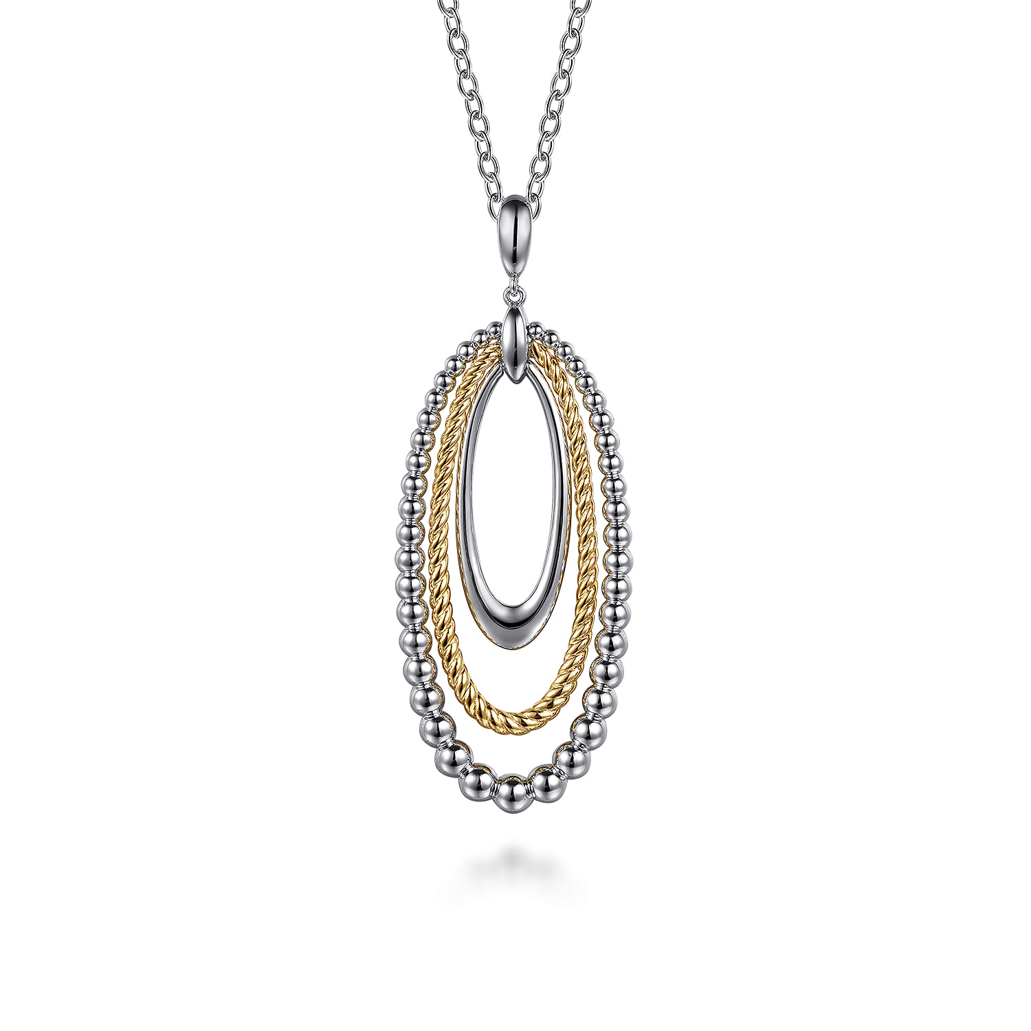925 Sterling Silver and 14K Yellow Gold Bujukan Rope Circle Pendant Necklace - Shot 1