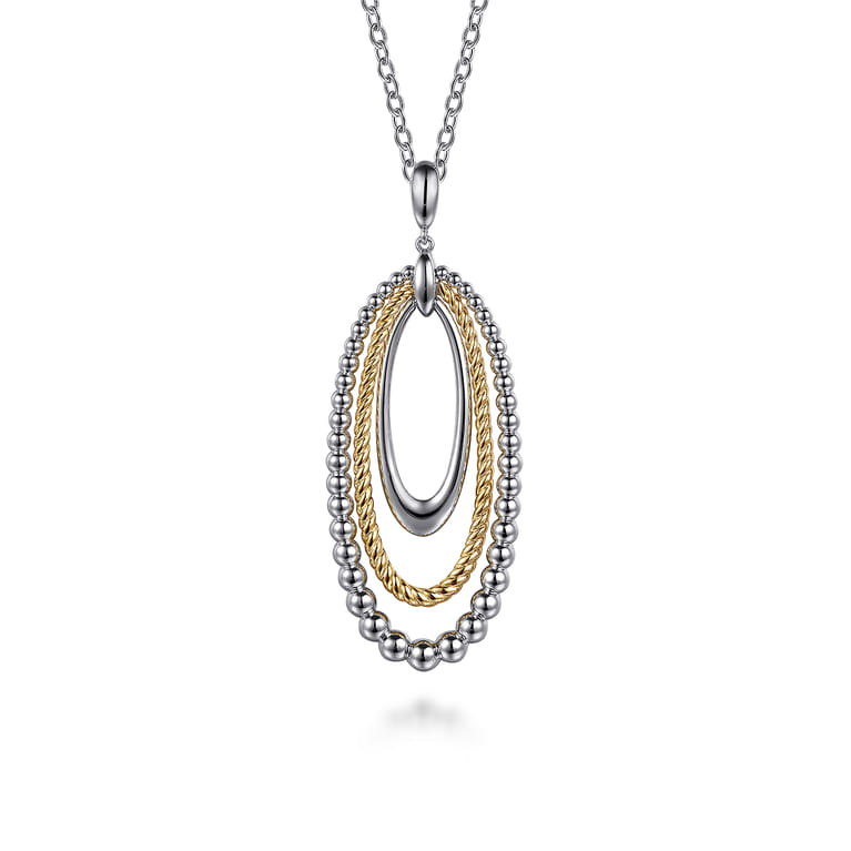 925 Sterling Silver and 14K Yellow Gold Bujukan Rope Circle Pendant Necklace - Shot 1