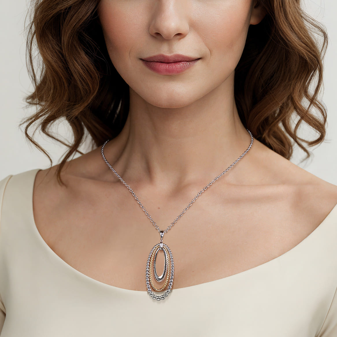 925 Sterling Silver and 14K Yellow Gold Bujukan Rope Circle Pendant Necklace - Shot 2