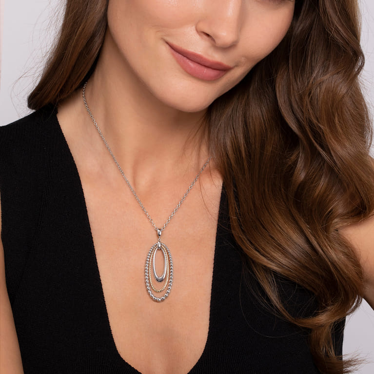 925 Sterling Silver and 14K Yellow Gold Bujukan Rope Circle Pendant Necklace - Shot 3