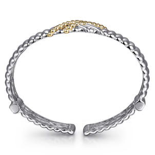 925 Sterling Silver and 14K Yellow Gold Bujukan Shrimp Criss Cross Bangle Bracelet