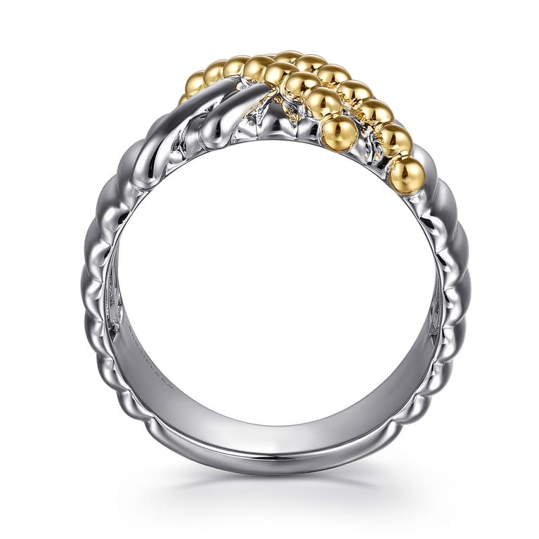 925 Sterling Silver and 14K Yellow Gold Bujukan Shrimp Criss-Cross Ring - Shot 2