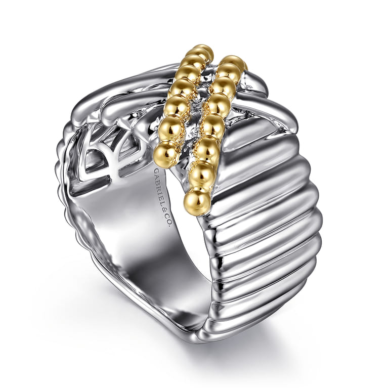 925 Sterling Silver and 14K Yellow Gold Bujukan Shrimp Criss-Cross Ring - Shot 3