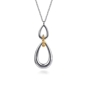 925 Sterling Silver and 14K Yellow Gold Bujukan Teardrop Necklace