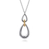 925 Sterling Silver and 14K Yellow Gold Bujukan Teardrop Necklace