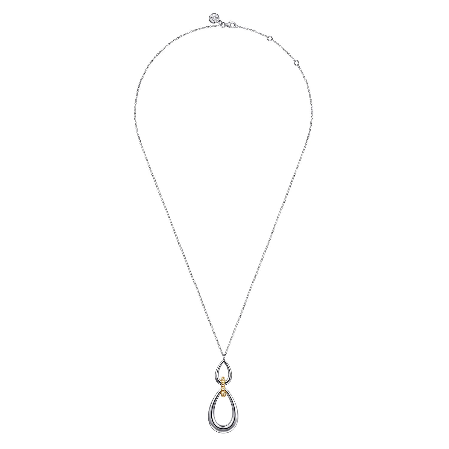 925 Sterling Silver and 14K Yellow Gold Bujukan Teardrop Necklace