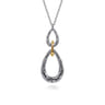 925 Sterling Silver and 14K Yellow Gold Bujukan Teardrop Necklace