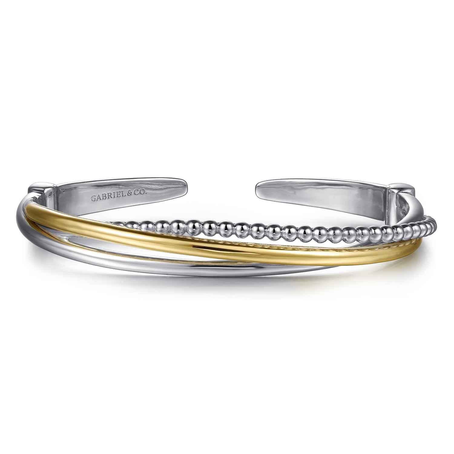 925 Sterling Silver and 14K Yellow Gold Bujukan Twisted Bangle Bracelet - Shot 1