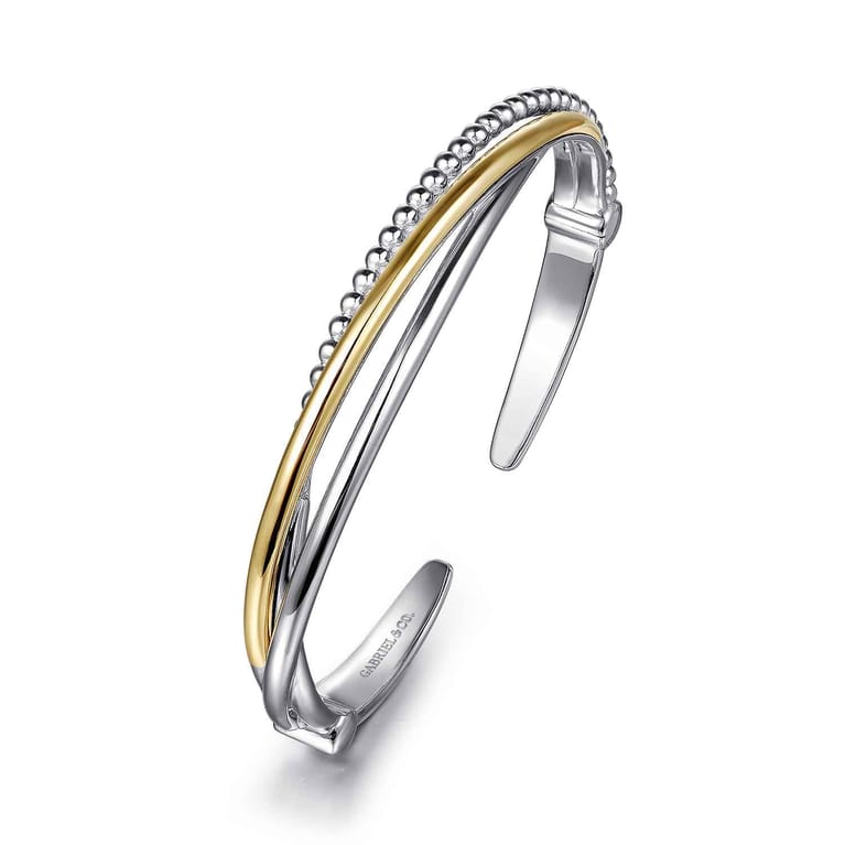 925 Sterling Silver and 14K Yellow Gold Bujukan Twisted Bangle Bracelet - Shot 2