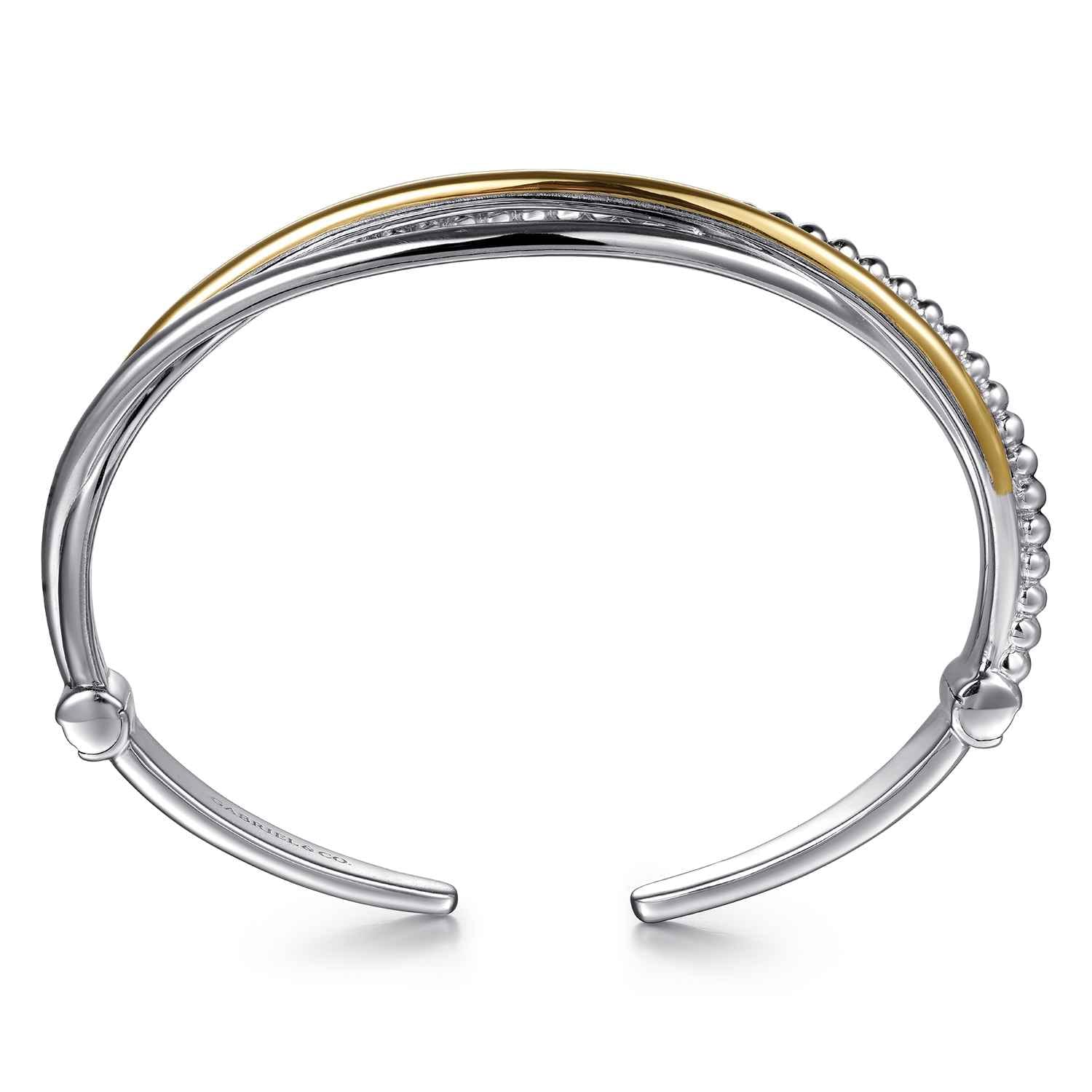 925 Sterling Silver and 14K Yellow Gold Bujukan Twisted Bangle Bracelet - Shot 3