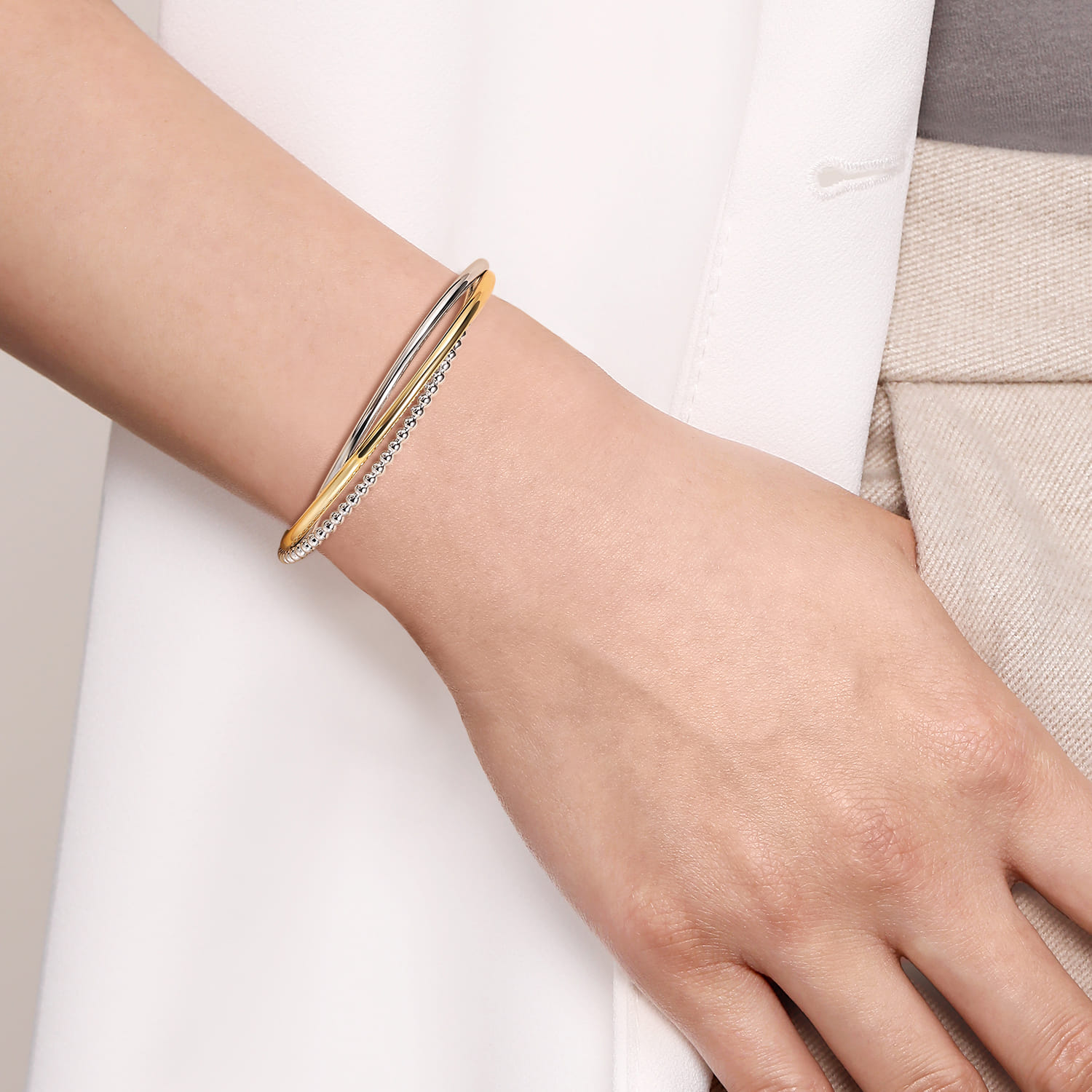 925 Sterling Silver and 14K Yellow Gold Bujukan Twisted Bangle Bracelet - Shot 4