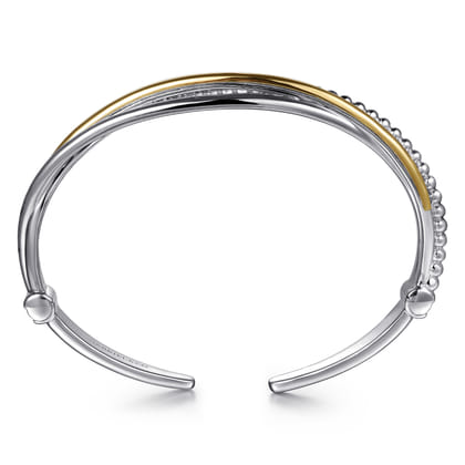 925 Sterling Silver and 14K Yellow Gold Bujukan Twisted Bangle Bracelet