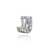 925 Sterling Silver and 14K Yellow Gold Bujukan White Sapphire Criss Cross J Hoop Earrings