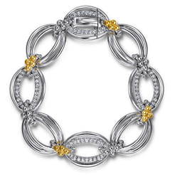925-Sterling-Silver-and-14K-Yellow-Gold-Bujukan-White-Sapphire-Link-Bracelet1