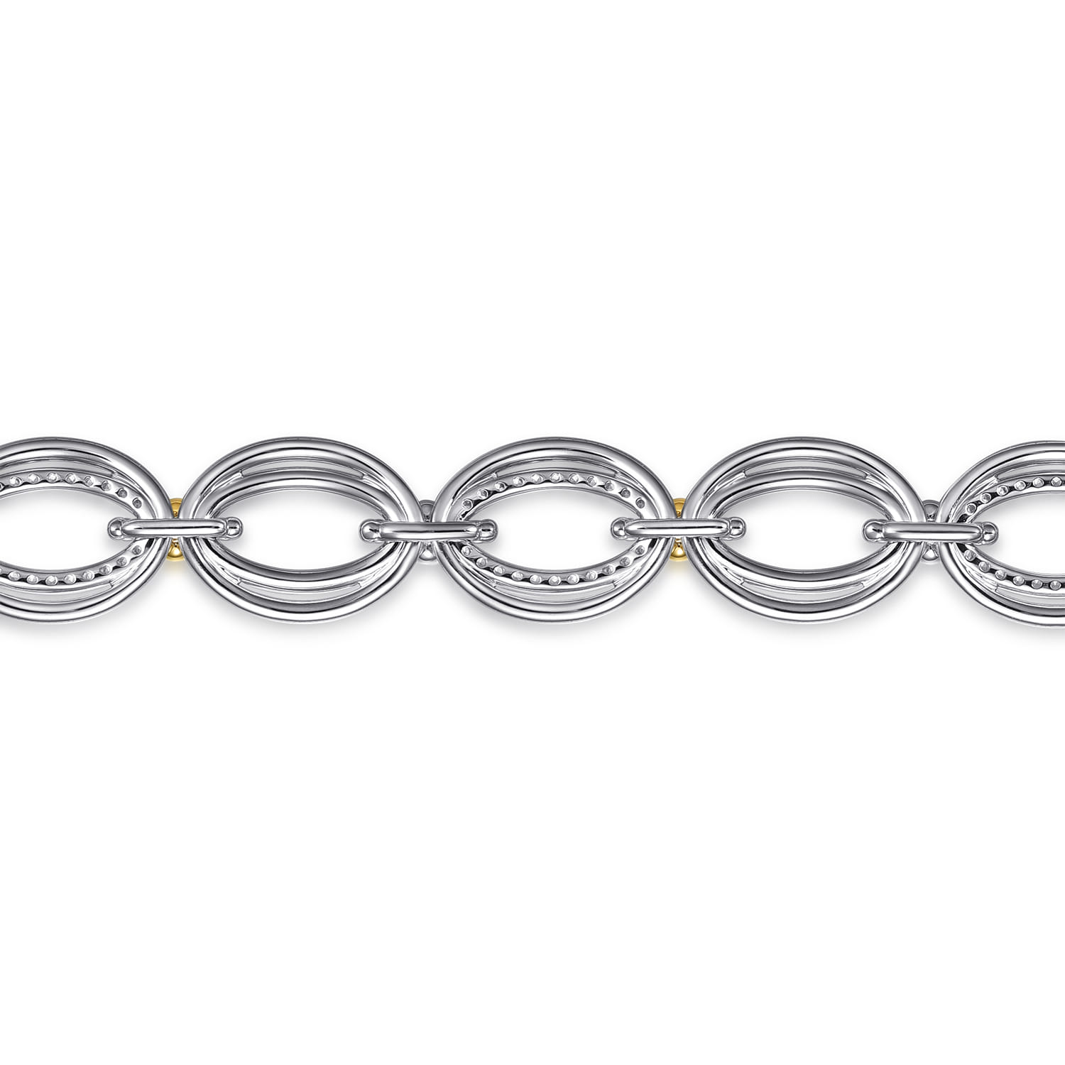 925 Sterling Silver and 14K Yellow Gold Bujukan White Sapphire Link Bracelet