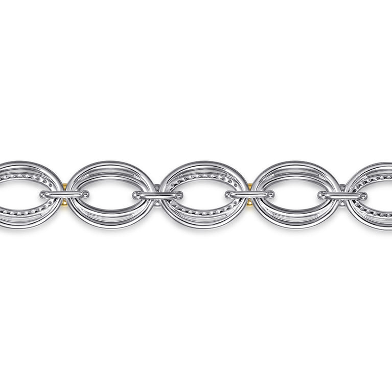 925 Sterling Silver and 14K Yellow Gold Bujukan White Sapphire Link Bracelet - Shot 4