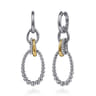 925 Sterling Silver and 14K Yellow Gold Bujukan White Sapphire Link Drop Earrings